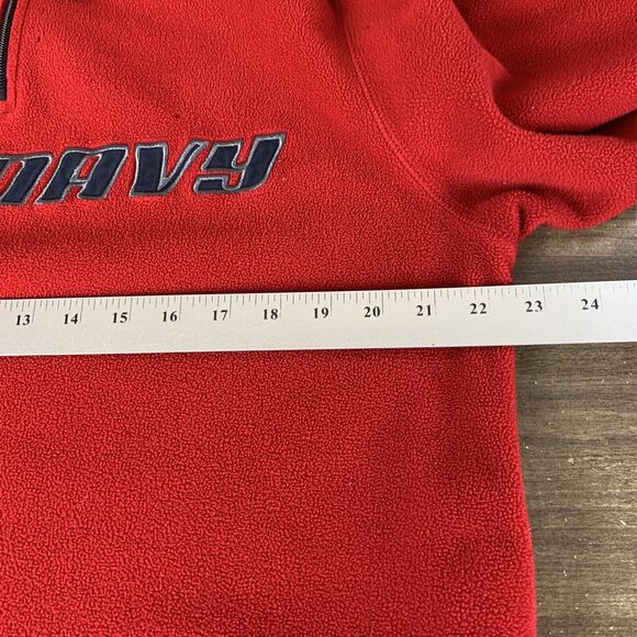 Old Navy Men's Fleece Sweater Sz Large Red Embroidered Logo Quarter Zip Pullover - Picture 11 of 13
